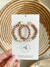 Load image into Gallery viewer, Raw Jade, Gold & Wood Saucer Earrings