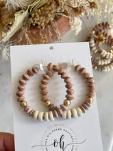 Load image into Gallery viewer, Raw Jade, Gold & Wood Saucer Earrings