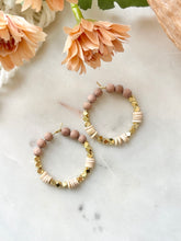 Load image into Gallery viewer, Seashell & Diamond Gold Hoops