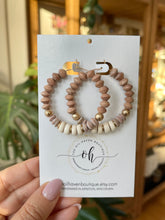 Load image into Gallery viewer, Raw Jade, Gold & Wood Saucer Earrings