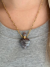 Load image into Gallery viewer, Botswana Gemstone Heart Essential Oil Necklace