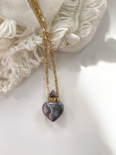 Load image into Gallery viewer, Botswana Gemstone Heart Essential Oil Necklace