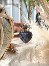 Load image into Gallery viewer, Botswana Gemstone Heart Essential Oil Necklace