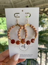 Load image into Gallery viewer, Fall Fire Agate Hoops
