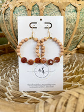 Load image into Gallery viewer, Fall Fire Agate Hoops
