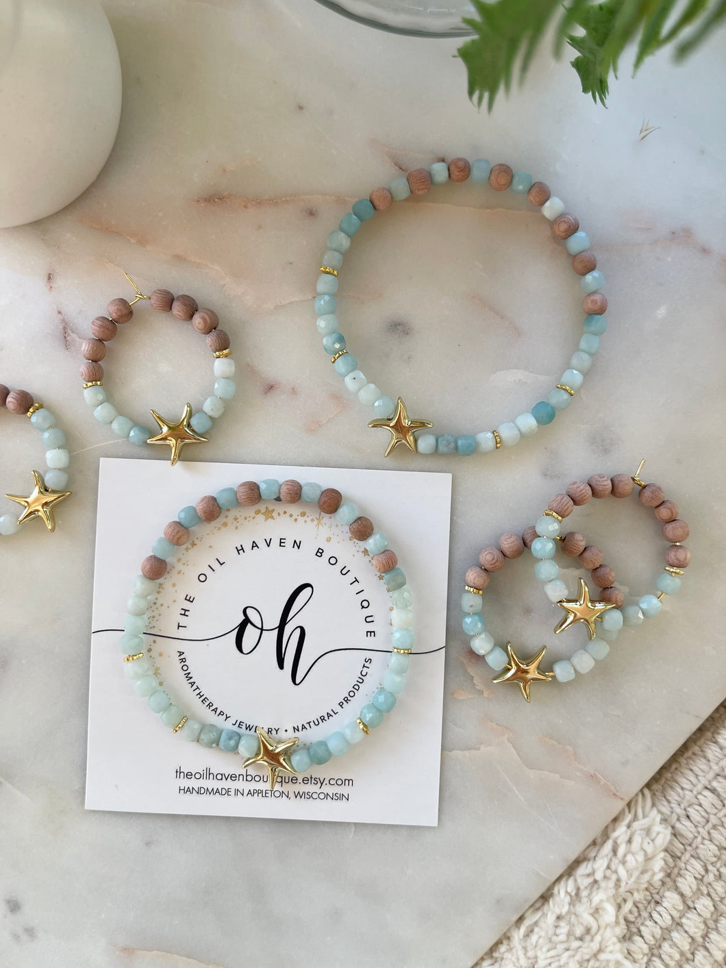 Amazonite & Starfish Jewelry Set