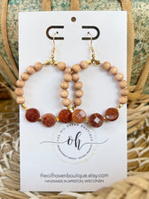 Load image into Gallery viewer, Fall Fire Agate Hoops
