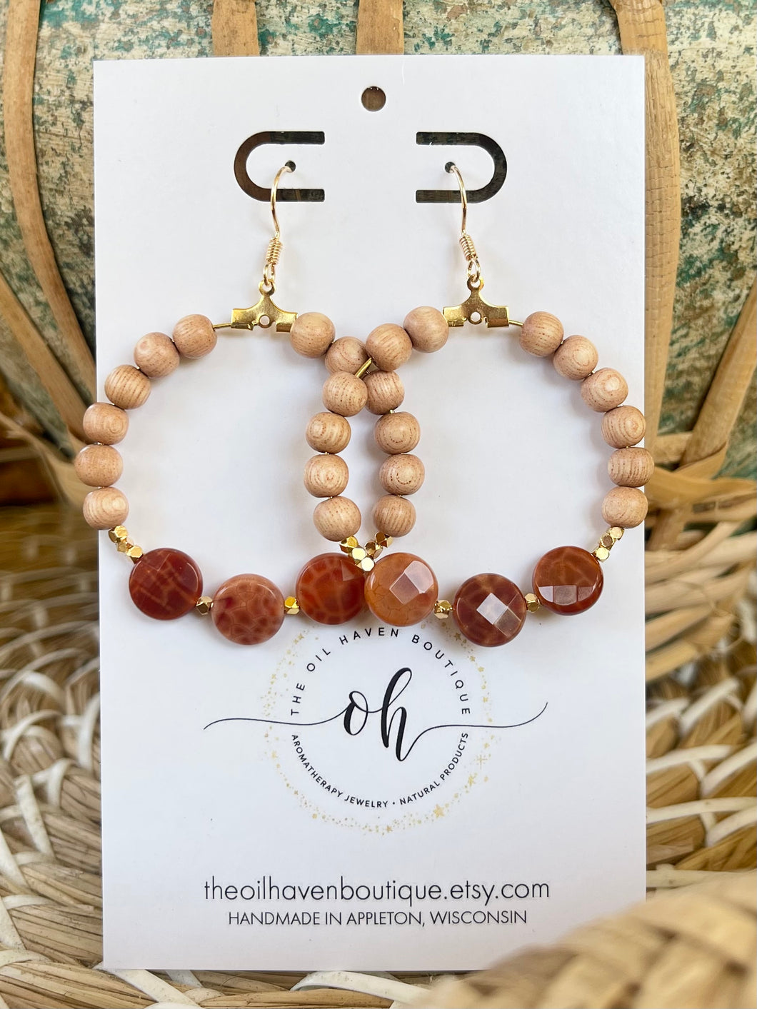 Fall Fire Agate Hoops